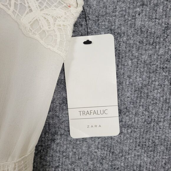NWT ZARA White Crochet Lace Dress LWD Romantic Feminine Angelcore SIZE LARGE - Picture 3 of 15